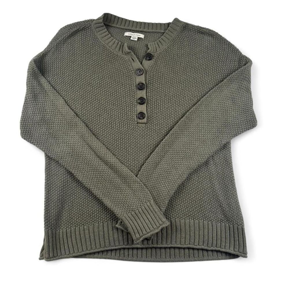 American Eagle Women’s Green Button-Up Knit Sweater Size Small